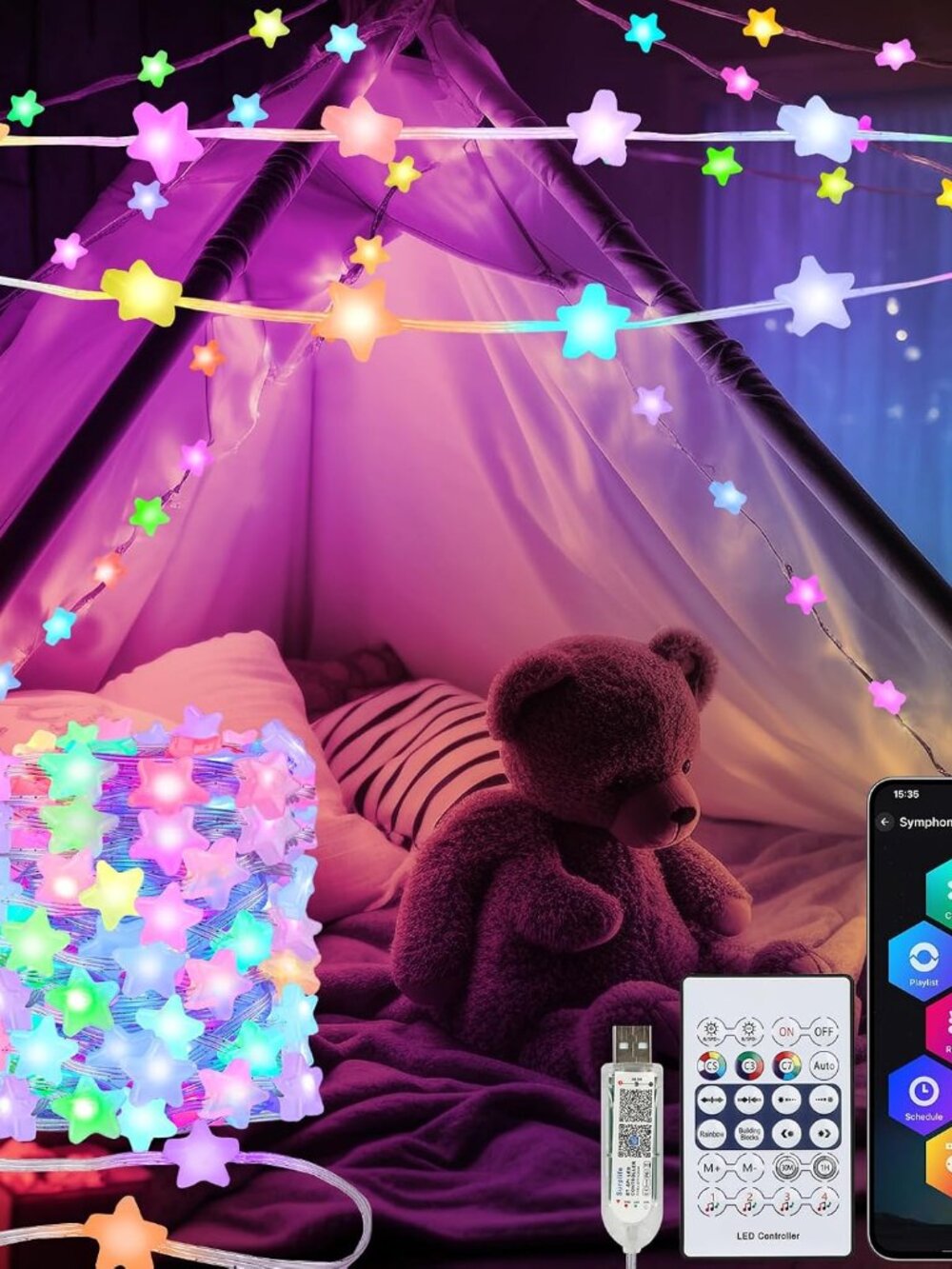 Smart Star Fairy Lights Color Changing String Lights APP Control for Dorm